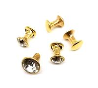 Rivets Strass 600 Ensembles Laiton Doré Argent 6mm 8mm Cristal Tchèque Strass Rivet Décor Diamante Stud Spot for Chaussures d'Artisanat en Cuir(Golden,8x6mm)