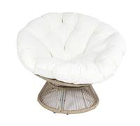 Rivia - Fauteuil Lounge pivotant avec Assise Coussin capitonné Blanc
