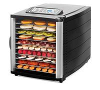 riviera&bar Déshydrateur Électrique 800W - 10 Plateaux Inox, Température Réglable, Minuterie 24h, Accessoires Inclus, Compatible Lave-Vaisselle, Idéal Fruits et Viandes - Noir