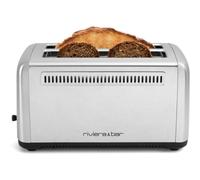 riviera&bar - Grille-Pain Inox 2 Fentes Extra-Longues 25 cm, 1500 W, 6 Niveaux de Dorage, Réchauffage, Décongélation, Tiroir Ramasse-Miettes, Compact et Puissant pour Cuisine, GP540A