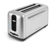 riviera&bar - Grille-Pain Inox 2 Fentes Extra-Longues 25 cm, 1500 W, 6 Niveaux de Dorage, Réchauffage, Décongélation, Tiroir Ramasse-Miettes, Compact et Puissant pour Cuisine, GP540A