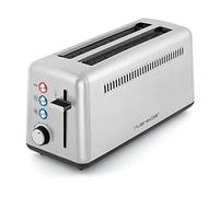 riviera&bar - Grille-Pain Inox Satiné 1500W avec 2 Fentes Extra-Longues 25 cm, 6 Niveaux de Dorage, Réchauffage, Décongélation, Tiroir Ramasse-Miettes, Pieds Antidérapants, Idéal Cuisine, QGP480