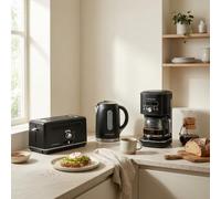 riviera&bar Set Petit Déjeuner 3en1 - Bouilloire Électrique 1.5 L, Grille-Pain et Cafetière Filtre Programmable - Design élégant, Noir