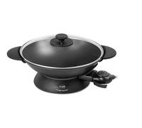 riviera&bar - Wok Électrique Expert 5L 2200W avec Cuve en Fonte d'Aluminium, Couvercle en Verre, Thermostat Réglable, Parfait pour 8 Personnes, Accessoires et Nettoyage Facile, QWK460