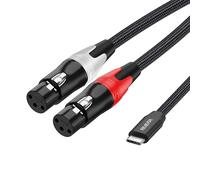 RIVIERA Câble audio USB C vers 2 XLR femelles en nylon tressé à faible bruit pour lecteurs numériques et instruments musculaires, amplificateur, haut-parleur, console de mixage, etc. 1,8 m