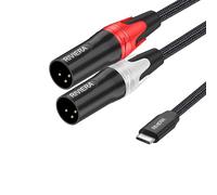 RIVIERA Câble auxiliaire USB C vers 2 XLR en nylon tressé à faible bruit pour lecteurs numériques et instruments musculaires, haut-parleur, console de mixage, etc. 6 m