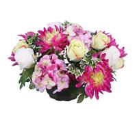 RIVIERA-Coupe de fleurs artificielles Hortensia Bouton de rose et Chrysanthème Riviera