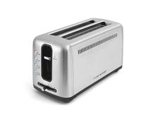 riviera&bar - Grille-Pain Inox 2 Fentes Extra-Longues 25 cm, 1500 W, 6 Niveaux de Dorage, Réchauffage, Décongélation, Tiroir Ramasse-Miettes, Compact et Puissant pour Cuisine, GP540A