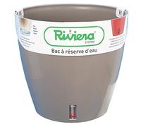 RiViERA Pot de fleurs avec réserve d'eau EVA NEW ROND Ø35 x H33 cm 24,5L Taupe