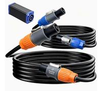 RIVIERA Geisler Lot de 2 câbles Speakon de 7,5 m, câble de haut-parleur étanche 12 AWG (calibre 12), 2 conducteurs, connecteurs NL4F Twist Lock, coupleur femelle inclus, 2 codes couleur