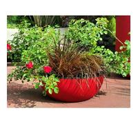 Riviera Pot de fleurs rond - Polypropylène - Granit rouge - Diamètre 40 cm, Hauteur 15 cm