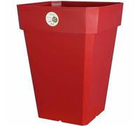 RIVIERA Solilla pot de fleurs carré en plastique - 49 x 49 x H 50 cm - 65 L - rouge