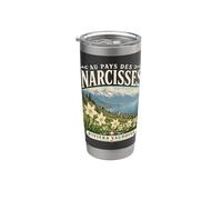Riviera Vaudoise Wild Narcisse Suisse Alpes Art Gobelet isotherme en acier inoxydable double paroi