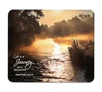 Rivière Brumeuse Au Lever du Soleil. Citation Inspirante : « La Vie N’Est Pas Une Destination. » Tapis Souris Portable Mouse Pad Antidérapante Tapis De Souris pour Maison Gamer 25X30Cm