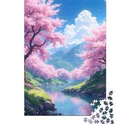 Rivière Cerisier scène 1000 Pièces Carton Recyclé Vue Arche Cerisier Puzzle pour Amateurs Facile À Saisir Activité sans Écran 70x50cm/1000pcs