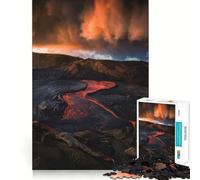 Rivière de Lave sous Un Ciel spectaculaire Puzzle de 1000 pièces pour Adultes Jeu de réflexion Intelligent Activité à la Maison Découpe Lisse Surprise de Noël (50x75cm)