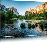 Rivière en face de paysage de montagne Format: toile 80x60auf, XXL énormes Photos complètement encadrés par la civière, l'impression de l'image Art mural avec cadre, moins cher que peintures à l'huile et de l'image, aucune affiche ou poster