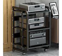 Rivorne Meuble Chaine HiFi Meubles pour Audio, Support Multimédia AV Étagère d'angle, Étagères de Composants Stéréo, Meuble Imprimante pour DVD,Console de Jeu(White,3-Tier 50x43x70cm)