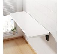 Rivorne Table pliante murale, peu encombrante, bureau flottant pour petits espaces, parfait pour bureau, chambre, salle de bain ou balcon (blanc) 20 x 100 cm