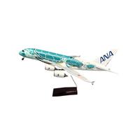 RIVPAHGQ Modèle Réduit Avion Réplique d'avion Miniature 45 Cm 1:160 for ANA Blue Orange Green Turtle A380 en Alliage Kit Maquette Avion Échelle(Green with Light)