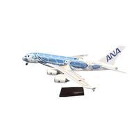 RIVPAHGQ Modèle Réduit Avion Réplique d'avion Miniature 45 Cm 1:160 for ANA Blue Orange Green Turtle A380 en Alliage Kit Maquette Avion Échelle(Blue with Light)