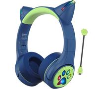 Riwbox CF9 Casque Bluetooth pour enfants, casque audio robot avec lumière LED, micro perche et micro intégré pour appels, volume limité de 85 dB, casque pour enfants, PC, téléphones (bleu)