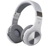 Riwbox XBT-80 Casque Audio stéréo sans Fil et Filaire Bluetooth Pliable Supra-Auriculaire avec Micro et contrôle du Volume pour PC/téléphone Portable/télé/iPad(Blanc et Argent)