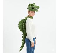 RIXANT Ensemble de Costume de dinosaure squelette, avec casque en peluche et colonne vertébrale, crâne de Dino portable for Halloween Cosplay adulte(Green,80cm)
