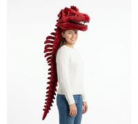 RIXANT Ensemble de Costume de dinosaure squelette, avec casque en peluche et colonne vertébrale, crâne de Dino portable for Halloween Cosplay adulte(Rot,120cm)