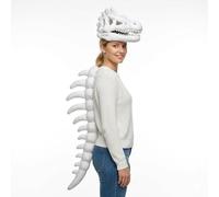 RIXANT Ensemble de Costume de dinosaure squelette, avec casque en peluche et colonne vertébrale, crâne de Dino portable for Halloween Cosplay adulte(Wei,100cm)
