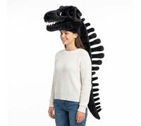 RIXANT Ensemble de Costume de dinosaure squelette, avec casque en peluche et colonne vertébrale, crâne de Dino portable for Halloween Cosplay adulte(Noir,120cm)