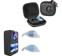 Rixavleo Camera Essential Bundle pour appareil photo DJI Osmo 360 - Lot de 2 couvre-objectifs en plastique + étui de transport compact résistant aux rayures pour caméra d'action