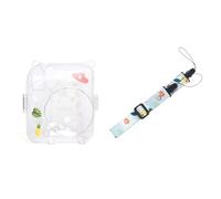 Rixavleo Ensemble d'accessoires pour appareil photo Polaroid Mini 12, étui de protection transparent + sangle réglable (motif chat bleu), kit de protection 2 en 1 pour s'amuser instantanément (style 2