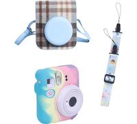 Rixavleo Ensemble d'accessoires pour appareil photo Polaroid Mini 12, étui en silicone coloré + sac à bandoulière + sangle réglable (motif chat bleu), kit de protection 3 en 1 pour s'amuser