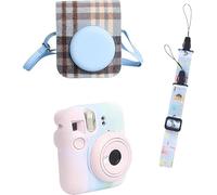 Rixavleo Ensemble d'accessoires pour appareil photo Polaroid Mini 12, étui en silicone coloré + sac à bandoulière + sangle réglable (motif chat bleu), kit de protection 3 en 1 pour s'amuser