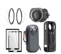Rixavleo Ensemble de protection complet pour Insta360 X5-2 Films en verre trempé, 1 lentille de protection, 1 étui en silicone, 1 sac de rangement - 120 g avec kits de nettoyage et manuel (français