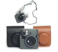 Rixavleo Étui de protection pour appareil photo compatible avec Polaroid Mini 41, sac de transport vintage en cuir synthétique avec bandoulière réglable et poche pour film (gris)