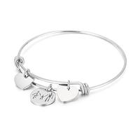 RIXERKOC Bracelet à breloques en forme de coeur pour femmes filles Bracelets en acier inoxydable Bijoux à pendentifs pour la Saint-Valentin Cadeau de fête des mères pour sa mère