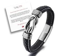 RIXERKOC Bracelet en Cuir Tressé Cadeau de Noël et d'Anniversaire pour Mon Fils/Petit-Fils Lié à Jamais avec Fermeture Magnétique en Acier Inoxydable
