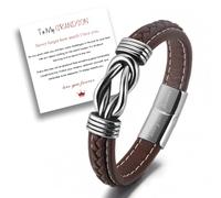 RIXERKOC Bracelet en Cuir Tressé pour Mon Fils/Petit-Fils - Lié à Jamais - Fermeture Magnétique en Acier Inoxydable - Cadeaux de Noël et d'Anniversaire