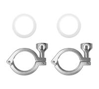 RIXIGOOD Lot de 2 colliers de serrage extra résistants de 5,1 cm avec joint en silicone en acier inoxydable 304 à broche unique Tri-Clamp 5,1 cm Raccords sanitaires TC industriels à connexion rapide