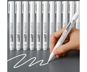 RiyaNed 12 Marqueurs permanents stylo blanc | Séchage rapide, imperméable convient pour la pierre, le bois, le verre, la céramique, la toile, les pneus et les textiles.