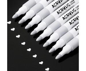 RiyaNed marqueur blanc permanent,8 pièces Feutre Acrylique,Imperméable, séchage rapide, largeur de trait 2 mm, convient pour la pierre, le bois, le verre, la céramique, la toile, les pneus.