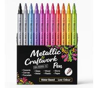 RiyaNed Marqueur métallique, 12 couleurs de 2,0 mm. Convient pour les albums photos, les livres d'or, la pierre, le verre, le bois, la céramique, Noël, Halloween, les travaux manuels de Pâques.