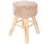Riyashop Tabouret en fourrure - Repose-pieds - En bois aspect fourrure - Marron/rose