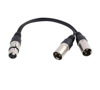 Riybyds 30CM Câble Y Splitter XLR, Adaptateur 3 broches XLR Femelle vers 2 Mâles, Câble Microphone Professionnel pour Mixer, Studio, Éclairage DMX, et Systèmes Audio