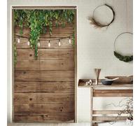 Riyidecor Rideau de Douche en Bois 91,4 x 182,9 cm (l x H) - Porte en Bois Rustique - Feuilles Vertes - Panneau Mural Marron Antique - Décoration d'intérieur - Polyester imperméable - 7 Crochets en