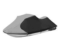 RIYIFER Trailerable Housse Jet Ski, Couvercle de Bateau a Moteur Universel Imperméable Anti-UV 210D Tissu Oxford Enduit de PVC pour Yamaha Sea-Doo Kawasaki,Black + Gray,3.6 * 2.5M