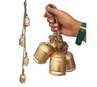 Riylox Lot de 4 Cloches de décoration de Noël de Style Rustique avec Corde de Jute Faite à la Main en cuivre Vintage Harmonie Ronde pour Mur, Mariage, Anniversaire et décoration de Jardin