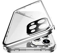 Riyueyi Anti-Espion Case pour Iphone 13 Mini/13/13 Pro/13 Pro Max Caméra Arrière Protecteur Magnétique Double Côtés Verre Trempé Anti Peep Écran Protection Coque,Argent,for 13 Mini